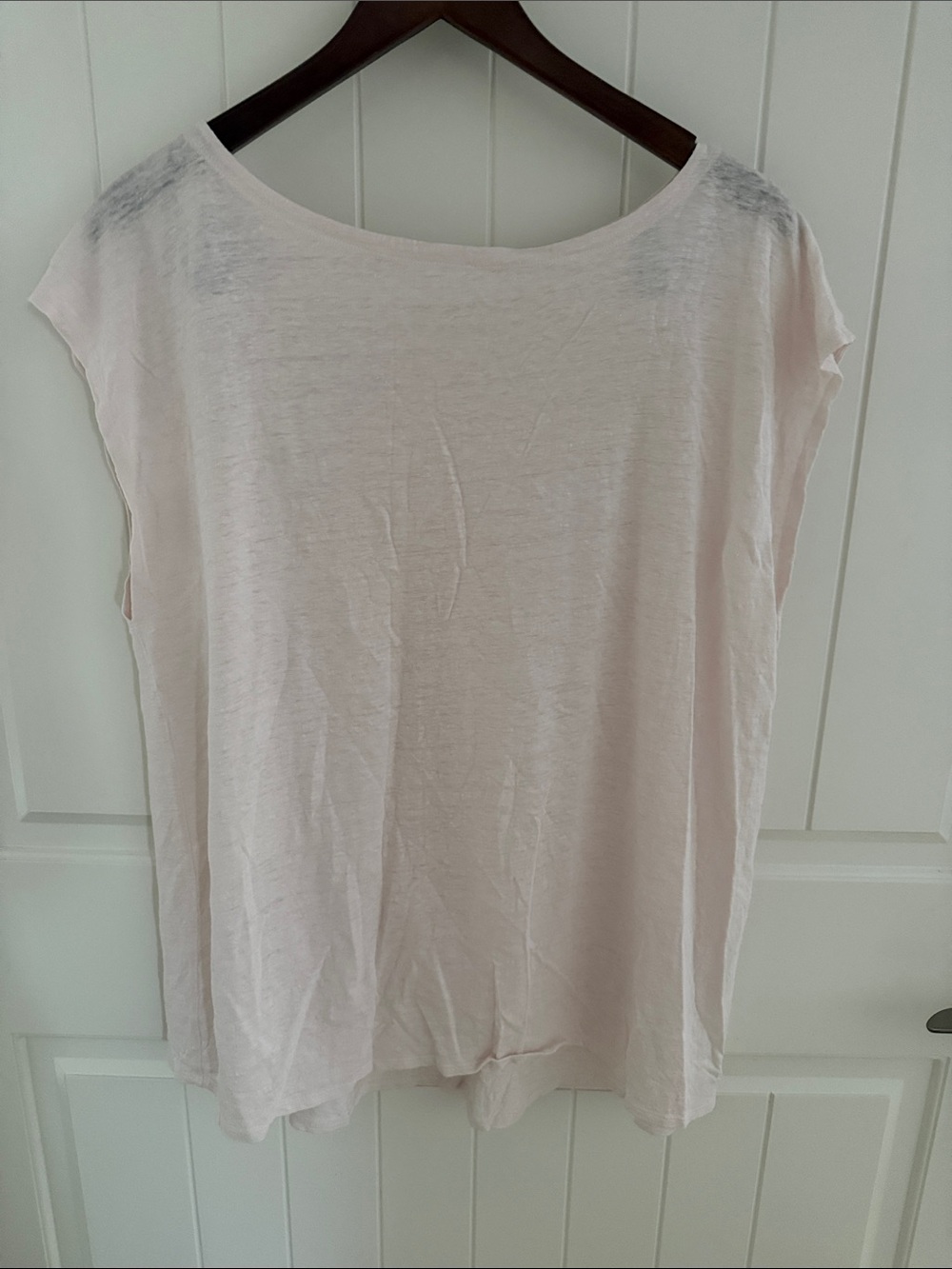 Eileen Fisher Linen Pale Pink Scoop Neck Short Sleeve Top